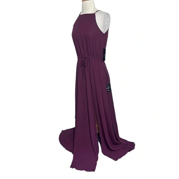 Lulus purple halter neck maxi dress front‎ side slit size S Fairycore Bridesmaid - Picture 3 of 12